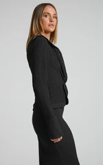 Althea Top - Knot Front Long Sleeve Top in Black