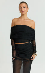 Roza Top - Asymmetric Long Sleeve One Shoulder Top in Black