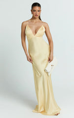 Quincy Maxi Dress - Satin Slip Dress in Lemon