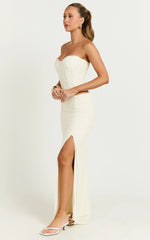 Christina Maxi Skirt - Crochet Maxi Skirt With Front Split in Cream