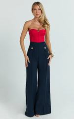 Brigitte Bodysuit - Sweetheart Paneled Bodysuit in Red