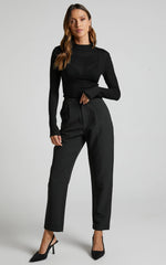Rhialyn Top - Long Sleeve Sheer Top in Black