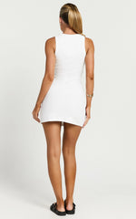 Candyce Mini Dress - Ribbed Sleeveless Bodycon Dress in White