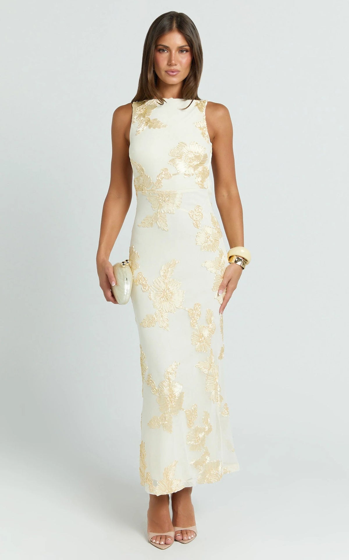 Freya Maxi Dress - Boat Neck Backless Dress in Yellow