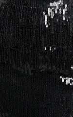 Paris Mini Skirt - Sequin Fringe High Waisted Skirt in Black