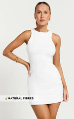 Candyce Mini Dress - Ribbed Sleeveless Bodycon Dress in White