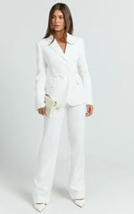 Harlee Blazer - Belted Cinch Waist Blazer in White