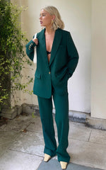 Lorcan Pants - High Waisted Tailored Pants in Forest Green