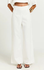Aileen Pant - High Waisted Tailored Wide Leg Pant in White