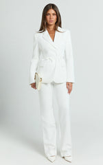 Sally Pants - Mid Waisted Straight Leg Tailored Pants in White