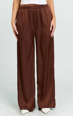 Gloria Pants - Low Rise Straight Leg Pants in Chocolate