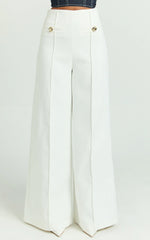 Clara Pants - High Waisted Wide Leg Pants in White