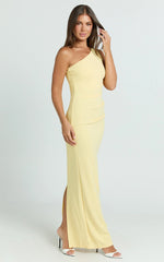 Criselda Maxi Dress - One Shoulder Maxi Dress in Lemon