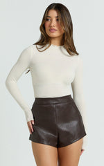 Rhialyn Top - Long Sleeve Sheer Top in Cream