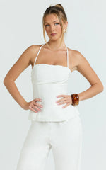 Aria Top - Halter Neck Smocked Back Top in White