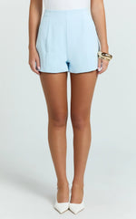 Marlena Shorts - High Waisted A Line Tailored Shorts in Baby Blue