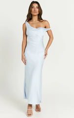 Alexia Midi Dress - One Shoulder Bust Slip Dress in Ice Blue