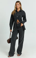 Faharra Shirt - Recycled Cotton Denim Shirt in Black