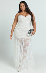 Adana Maxi Dress - Lace Fit And Flare Dress in White