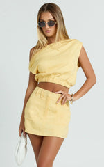 Adora Skort - High Waisted Aline Skort in Yellow