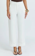 Kobby Pants - High Waist Turnup Ankle Length Pants in Off White