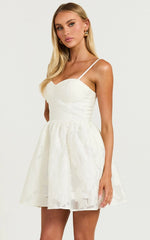 Brailey Mini Dress - Sweetheart Bustier Dress in White Jacquard